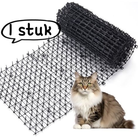 Tapis anti-chats à pointes 30 × 100 cm – Rouleau de protection extérieur en plastique pour jardinières, balcons et toits – Répulsif chats – Noir (1/5)