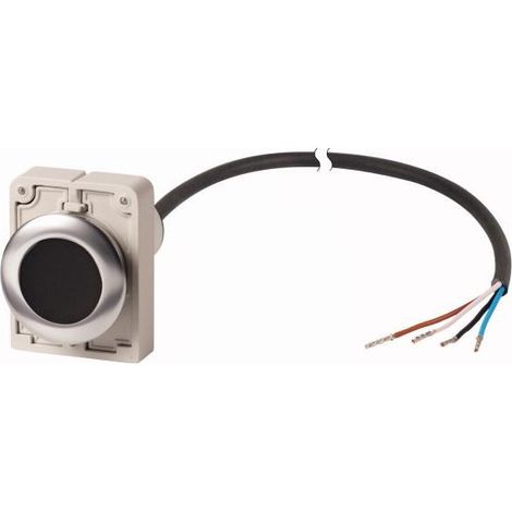 Bouton-poussoir RMQ Compact Flat à rappel 1 N/C noire cable (noire) extrémité ouverte 4-pole EATON C30C-FD-S-K01-P65