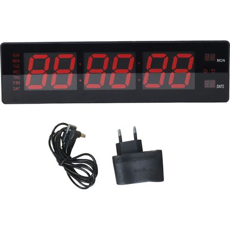 Eosnow Horloge murale numérique LED, carillon horaire, mémoire silencieuse en cas de panne de courant, 8 alarmes, affichage de la température, grands chiffres rouges, prise ue, 100-240V (1/5)