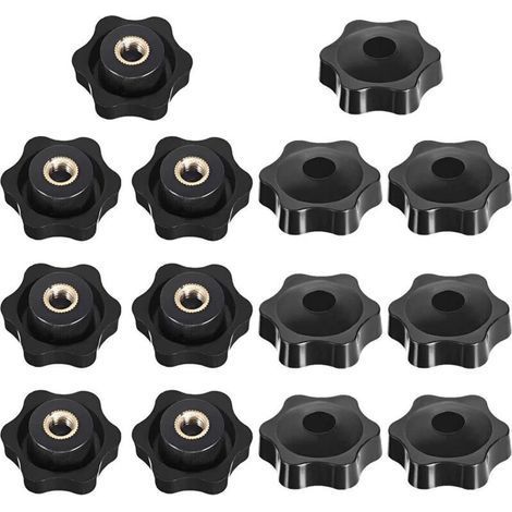 M8 Filetage Femelle de Serrage de Bouton, Étoile Tête Écrous De Serrage Bouton, Serrage Écrous Poignée Forme Étoile, Femelle Filetage En Plastique Noir, pour Machine-outil, 14 Pièces (1/5)