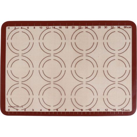 Thickened Baking Pan Mat Glass Fiber Baking Sheet for Bread Fruit Dessert Home Kitchen42x29.5cm(12 Double Circles On One Side, Scale On One Side) (1/5)