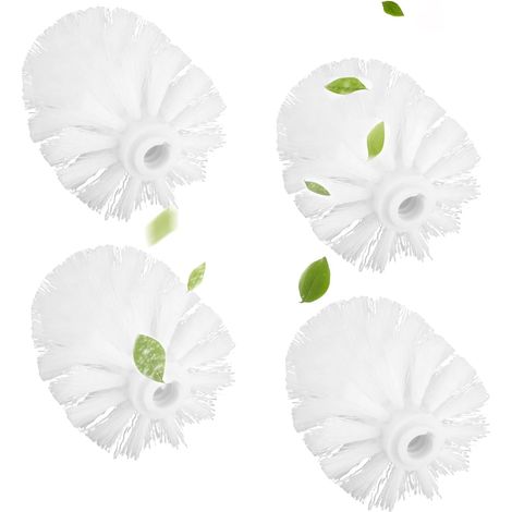 Lot de 4 têtes de brosse WC antibactériennes blanches de rechange à visser sur port fileté de 12 mm avec poils rigides durables pour salle de bain et toilettes (1/5)