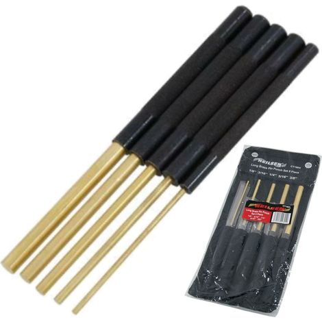 Neilsen 5pc Extra Long Brass Pin Punch Set Hand Tool Mechanical Holes Punches (1/2)
