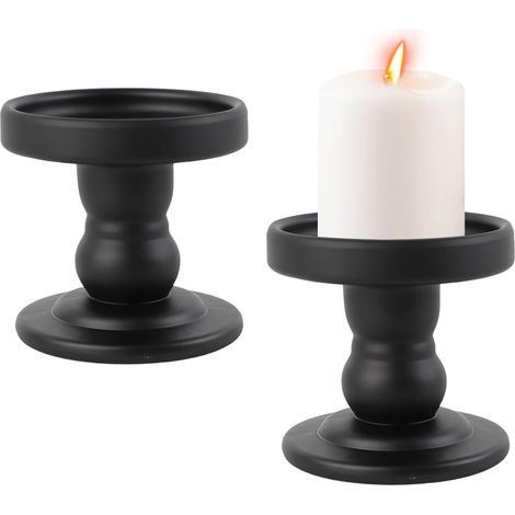 Portacandele da 2 pezzi, portacandele in vetro, candeliere natalizio, decora il tuo soggiorno con candele profumate, matrimoni, Natale, feste, tavolo da pranzo (nero)