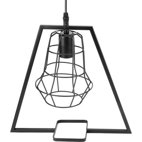 Suspension vintage en fer cage E26/E27 noire 85-245V pour salon chambre cafe bar, ampoule non incluse, 1 suspendu + 1 sac vis (1/5)