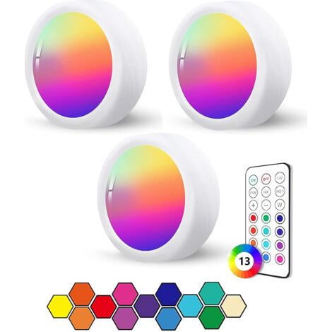 Veilleuse dirigélampe de ramassagetélécommande sans fil 13couleur RVBProjecteur à piles pour armoire de chambre-Blanc 1Une télécommande 3Une lampe (1/5)