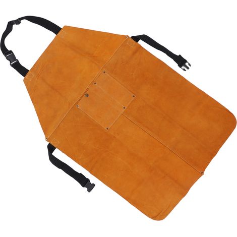 Schweißerschutzschürze, flammhemmend, abriebfest, verstellbarer Riemen, Leder, Arbeitsschutzkleidung mit Tasche (1/5)