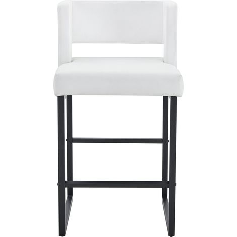 Set de 2 taburetes de bar blancos y negros de metal y PU, diseño nórdico moderno, 91,4 cm (1/5)