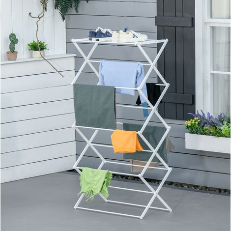 Tendedero torre plegable 8 niveles 74 x 35 x 144 cm, blanco HAVRYA (1/5)