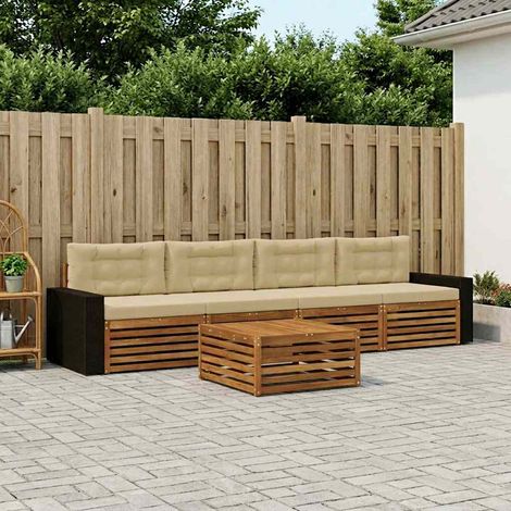 vidaXL Ensemble de canapés d'extérieur 5 pc Naturel et Beige (1/5)