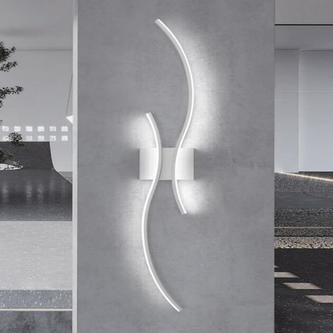 Applique Murale Intérieure LED, 27W Moderne Lampe LED Murale Design Incurvée, Luminaire Mural Aluminium Blanc pour Couloir Salon Chambre, 6500K, 80CM (1/5)