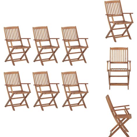 Chaises pliables d'extérieur lot de 6 Bois d'acacia solide - Chaise De Jardin - Mobilier De Jardin - Chaise Pliante - Acacia - Meuble Extérieur (1/5)