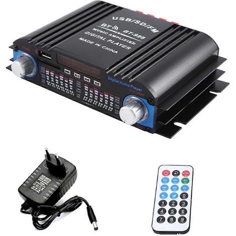 Amplificateur Bluetooth Hi-Fi 4 canaux, amplificateur audio numérique, radio FM, prise UE