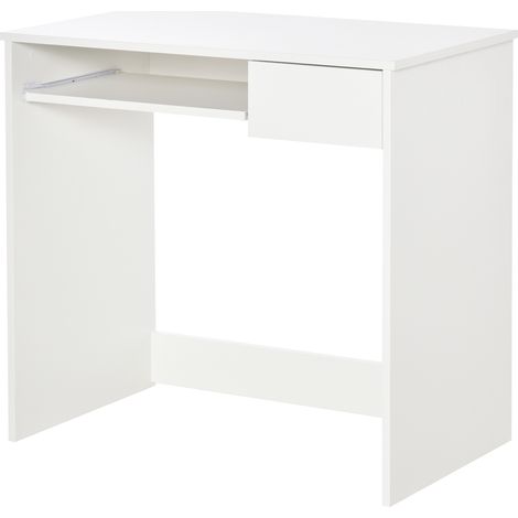 Schreibtisch, 80 x 45 x 75 cm Kompaktschreibtisch mit Tastaturablage und Dokumentenschublade, Weiß (1/5)