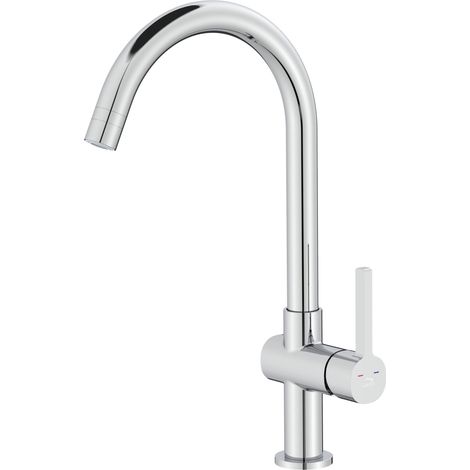Grifo para lavabo de pie cromado Laveo ALITA con caño en U (1/2)