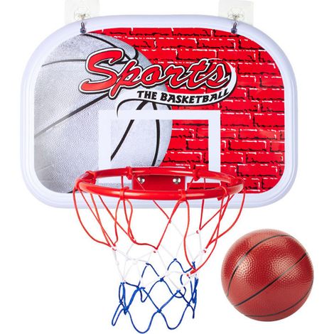 Mini Panier de Basket 34x30 cm, Filet Intérieur avec Ballon et Pompe, Jouet de Basket Cadeau Enfants Adultes (1/5)