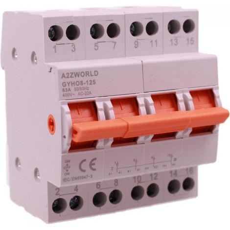 Commutatore di Rete Manuale I-0-II, 63A AC 220/380V, per Rete Principale e Alimentazione di Riserva, Disponibile 1P 2P 4P (4P)