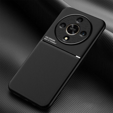 Coque pour Honor Magic6 Lite 5G/Magic 6 Lite, Grâce Exquis Mode Texture Doux Étui, Premium Très Mince Antichoc Antidérapante TPU + PU Bumper Silicone Housse. Noir (1/5)