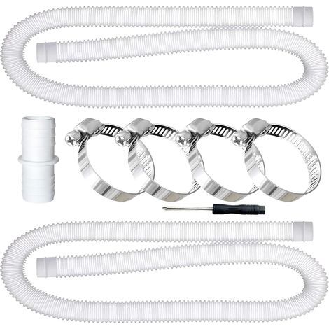 2-Pack Pool Hose, Pool Vacuum Hose with 4 Safety Clips and 1 Hose Connector, Suitable for Above Ground Pools, Spas, and Filter Pumps, White (1/5)