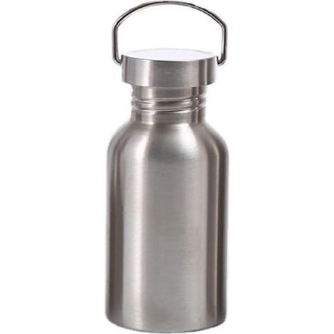Bouteille d'eau de sport anti-chute en acier inoxydable à une seule couche, portable, pour le cyclisme, le camping, les voyages (500 ml) (1/5)