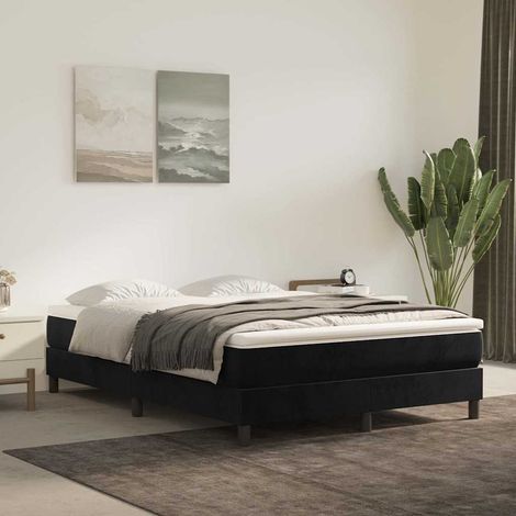 Sommier à ressorts de lit - Sommier pour Adulte et Enfant - Noir 140x200 cm Velours BV992985 - BonneVie (1/5)