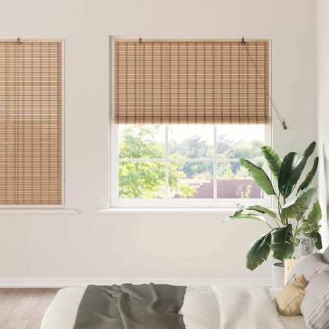 vidaXL Estor enrollable con cortinas Naturaleza 140 x 160 cm Bambú (1/5)