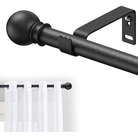 Tringles à rideaux pour fenêtres, 16mm noire épissure mate décorative tringle à rideaux 78-114cm avec supports pour fenêtres, chambre,salon,terrasse,cuisine (1/5)