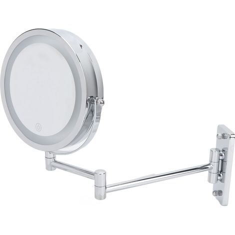 Miroir de maquille LED 7 pouces mural pivotant réglable double face grossissant lumineux (1/5)