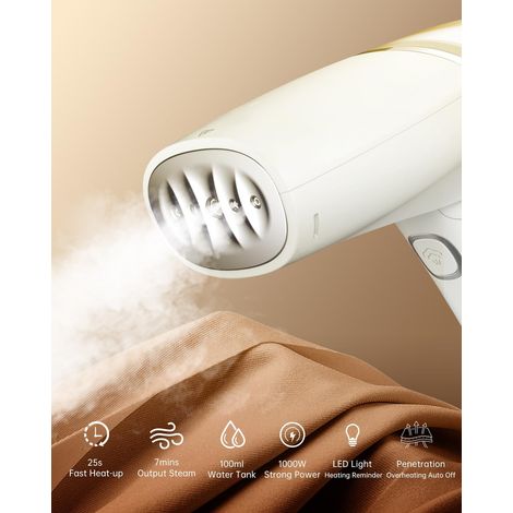 Défroisseur vapeur, mini fer à repasser portable, fer à vapeur pliable, brosse à tissu amovible, pas besoin de table à repasser, chauffage rapide, défroisseur vertical et horizontal pour la maison et  (1/5)