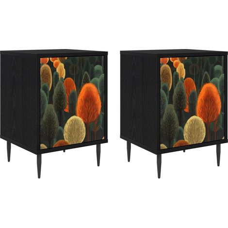 Mesa de noche ZAANDAM 2 uds. Roble Negro 36 x 33 x 51 cm vidaXL