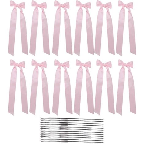 Lot de 12 nœuds de Chandelier Noirs décoratifs, Grand nœud de décoration de Coquette de 13 Pouces pour bougeoir de Table, Cadeau de Mariage, fête prénuptiale, centres de Table (Rose Clair) (1/5)