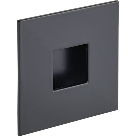 Estamp Griffmuschel Geometrix 73x73mm - Muschelgriff quadratisch - Griff mit Rahmen zum Einlassen - Zinkdruckguss schwarz matt