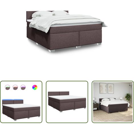 vidaXL Surmatelas -  Sommier à lattes de lit avec matelas Marron foncé 180x200 cm (1/5)