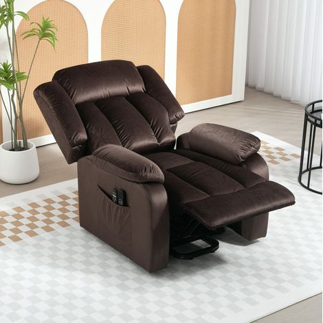Poltrona relax reclinabile elettrica con massaggio vibrante, funzione riscaldante, marrone DESVIAE (1/5)