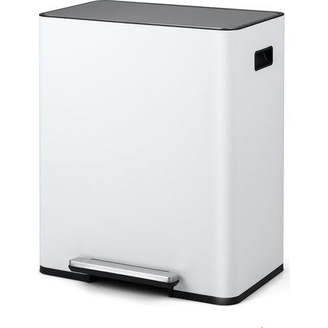 Pattumiera da cucina in acciaio inox da 60 litri con pedale e doppio scomparto