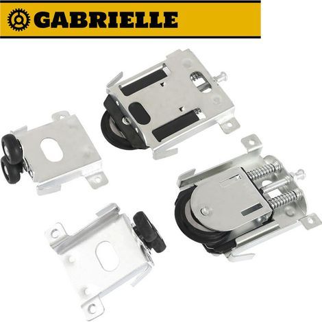 Roulettes pour portes coulissantes d'armoire, 2 pièces, pour portes d'armoire, roulettes, glissières d'armoire, rails avec amortisseurs, argent (1/5)