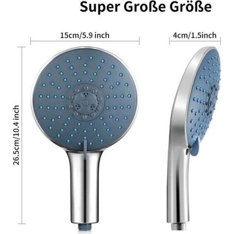Pommeau de douche haute pression - - 15 cm de diamètre - Économiseur d'eau - 7 types de jets - Matériau ABS (1/4)
