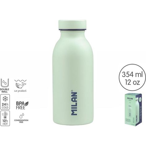Bouteille isotherme MILAN 350 ml - Verte - 12 h au chaud, 24 h au frais