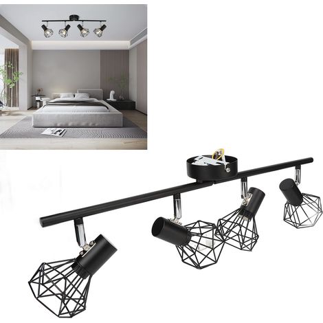 Spot sur rail LED à 4 lampes avec tête de lampe orientable et flexible, douille E14, luminaire sur rail pliable (1/5)