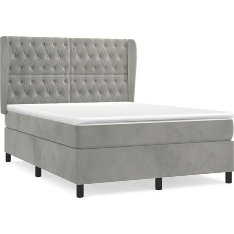 Maison Exclusive - Giroletto a Molle con Materasso Grigio Chiaro 140x200cm Velluto (1/5)