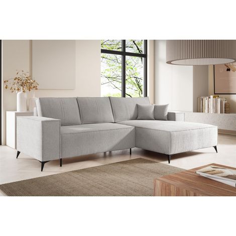 Ecksofa Schlafsofa FIORE Stoff ARAGON Graubeige Ottomane Rechts (1/5)