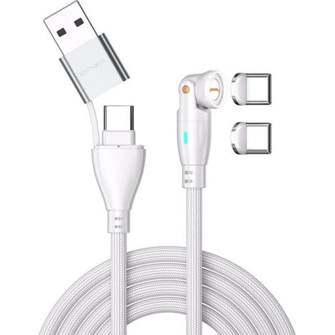4Smarts Gravitycord USB-C/A 540 magnetický kábel 100W, 1,8m - biely