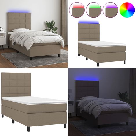 Boxspringbett mit Matratze & LED Taupe 80x200 cm Stoff - Matratze - LED-Streifen (1/5)