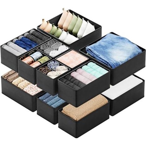 Kleiderschubladen-Organizer - 12-teiliges Set - Kleiderschrank-Schubladen-Organizer und Trennfächer zur Aufbewahrung von Unterwäsche, Socken und Accessoires. (1/5)