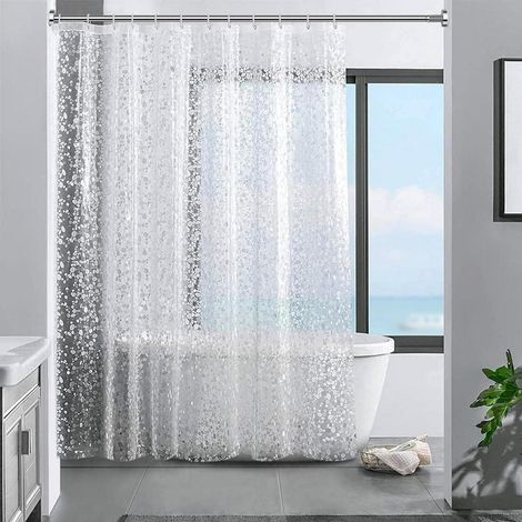 Ecooe 3D Steinmuster Duschvorhang Transparent 180x180cm Eva Wasserdicht (1/5)