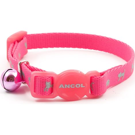 Ancol Collare di sicurezza per gattini ad alta visibilità, rosa fluo (1/3)