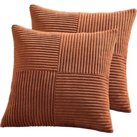 Lot de 2 Boho Housse de Coussin 40x40 Rouille,à Motif Croisé Decoration Housses de Coussin en Velours Côtelé,Douillet Taie d'oreiller Terracotta Moderne pour Canapé Chambre Chaise Lit (1/5)