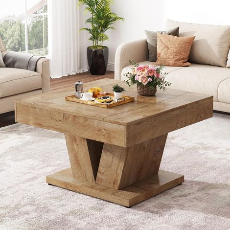 Tribesigns – Table basse carrée en bois MDF 80 cm – Table d'appoint moderne pour salon – Capacité de charge 100 kg – Assemblage facile (1/5)