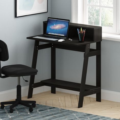 Petit Bureau d'ordinateur rectangulaire avec étagère, Bureau de Jeu pour Bureau à Domicile, Chambre à Coucher, Salle d'étude, Noir Expresso 81,3 cm (1/5)