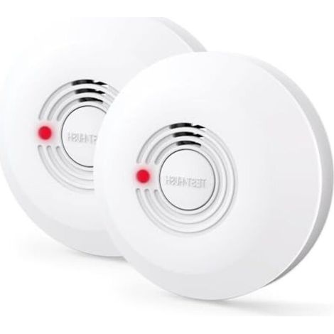 Détecteur de fumée avec autonomie de 10 ans, alarme incendie pour usage domestique, indicateur LED, grand bouton test/silence (1/5)